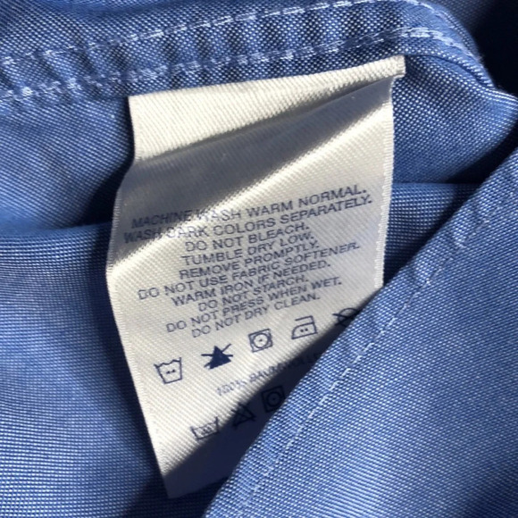 Lands’ End French Blue Short Sleeve No Iron Pinpoint Oxford Traditional Fit Tall - Picture 10 of 12